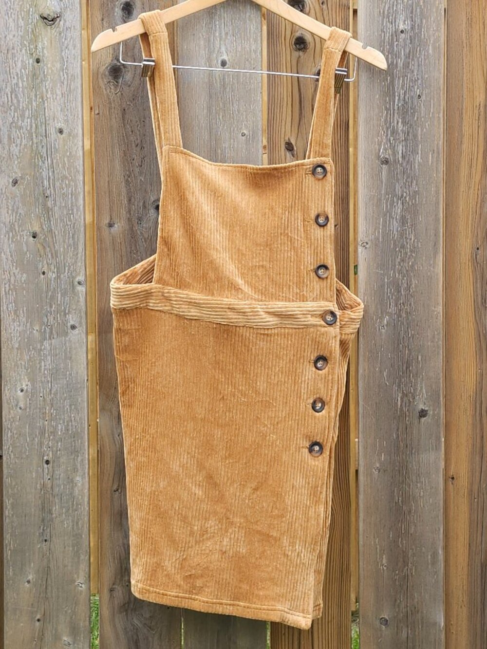Topshop Size 10 Mustard Yellow Corduroy Pinafore Dress Dungaree Side Buttons